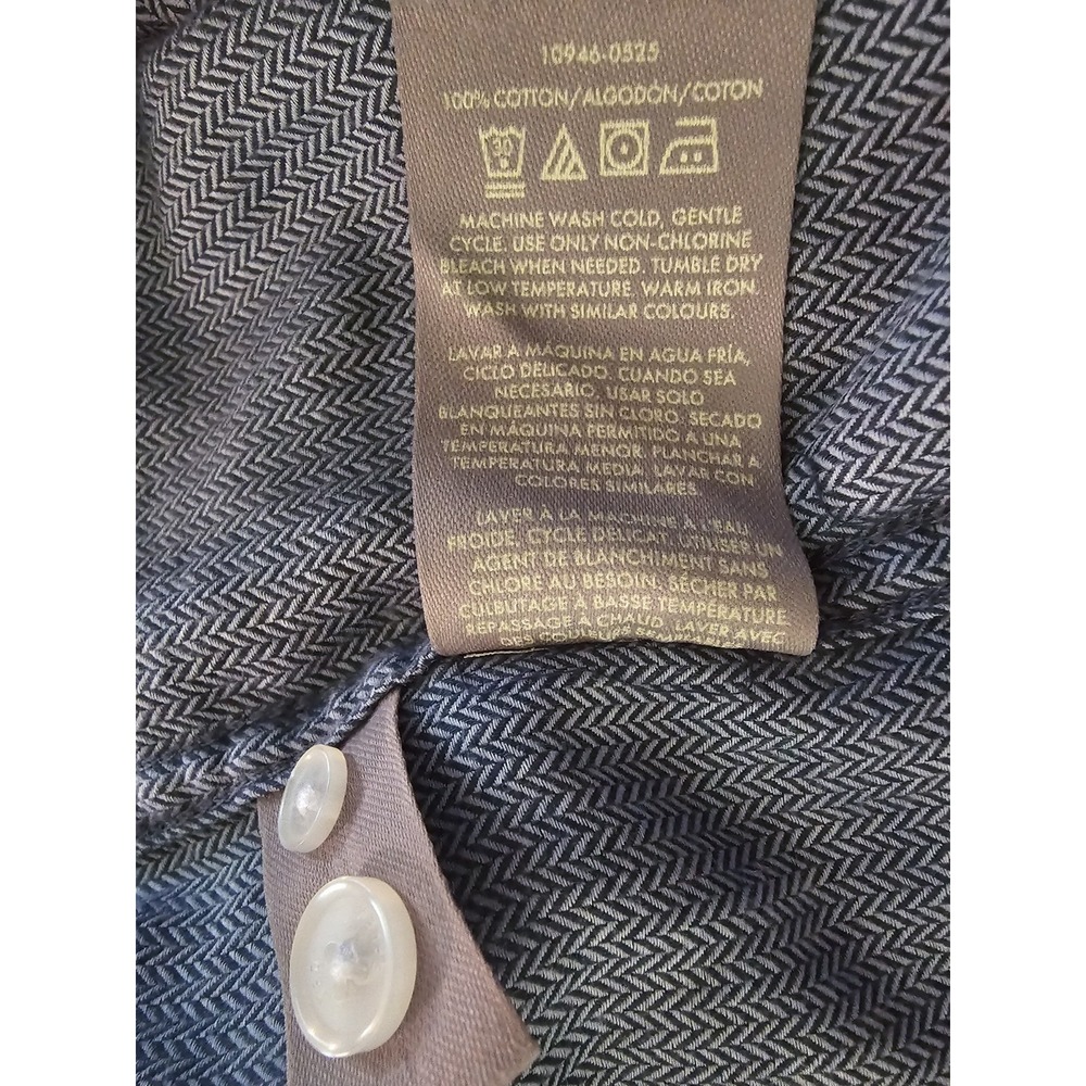 Ted Baker London Mens L Blue Herringbone Shirt 100% Cotton Button Up 1072429 - Picture 12 of 12